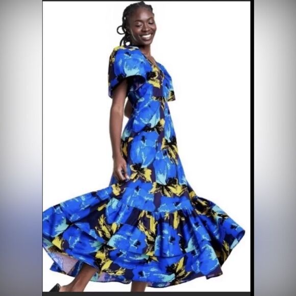 Christopher John Roger’s x Target Tiered Maxi Length Flutter Sleeve Blue Dress - Picture 1 of 10